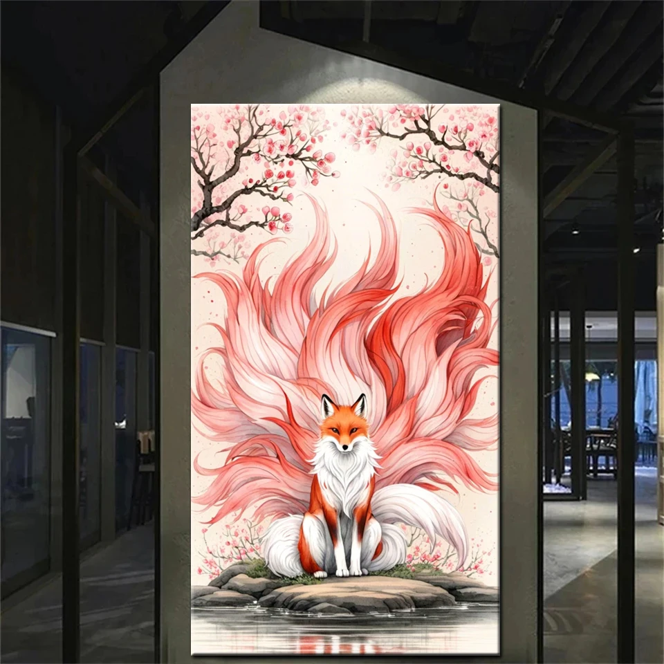 Large Size Diamond Painting Cross Stitch Nine-tailed Fox 5D Diy