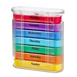 Weekly Pill Organizer: Stackable, Color - Coded Daily Medication Storage with Transparent Compartments (Transparent color)