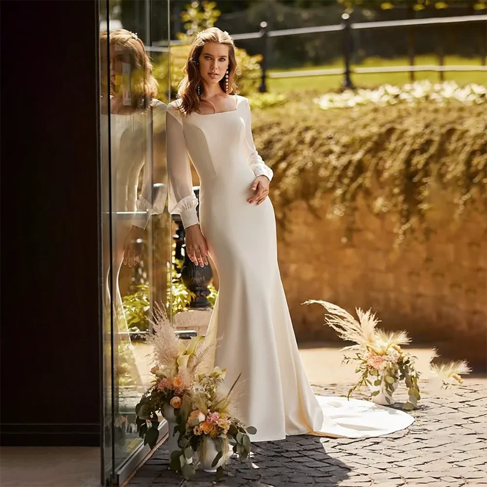 

Classic White Square Collar Mermaid Dubai Evening Dress With Prom Gowns For Women Wedding Party Formal Occasion