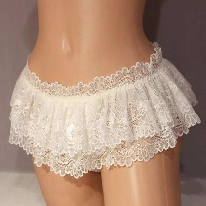 Lace Sexy Thongs Panties Mini Skirts For Women Nightclub Party Super Mini Pleated Skirts Korean Ultra Short Ruffled Skirt Briefs