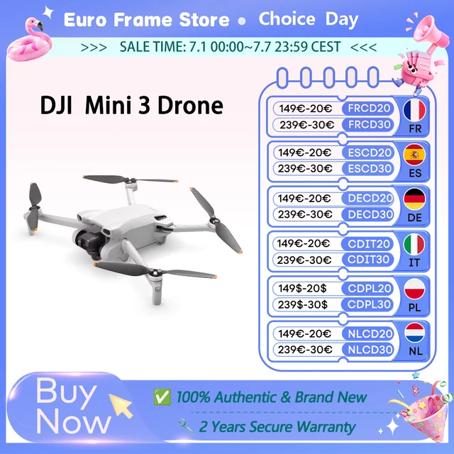 DJI Mini 3, mini drone caméra léger et pliable avec vidéo 4K HDR, 38 minutes d'autonomie de vol, prise de vue verticale réelle, nouveau modèle original C0 1