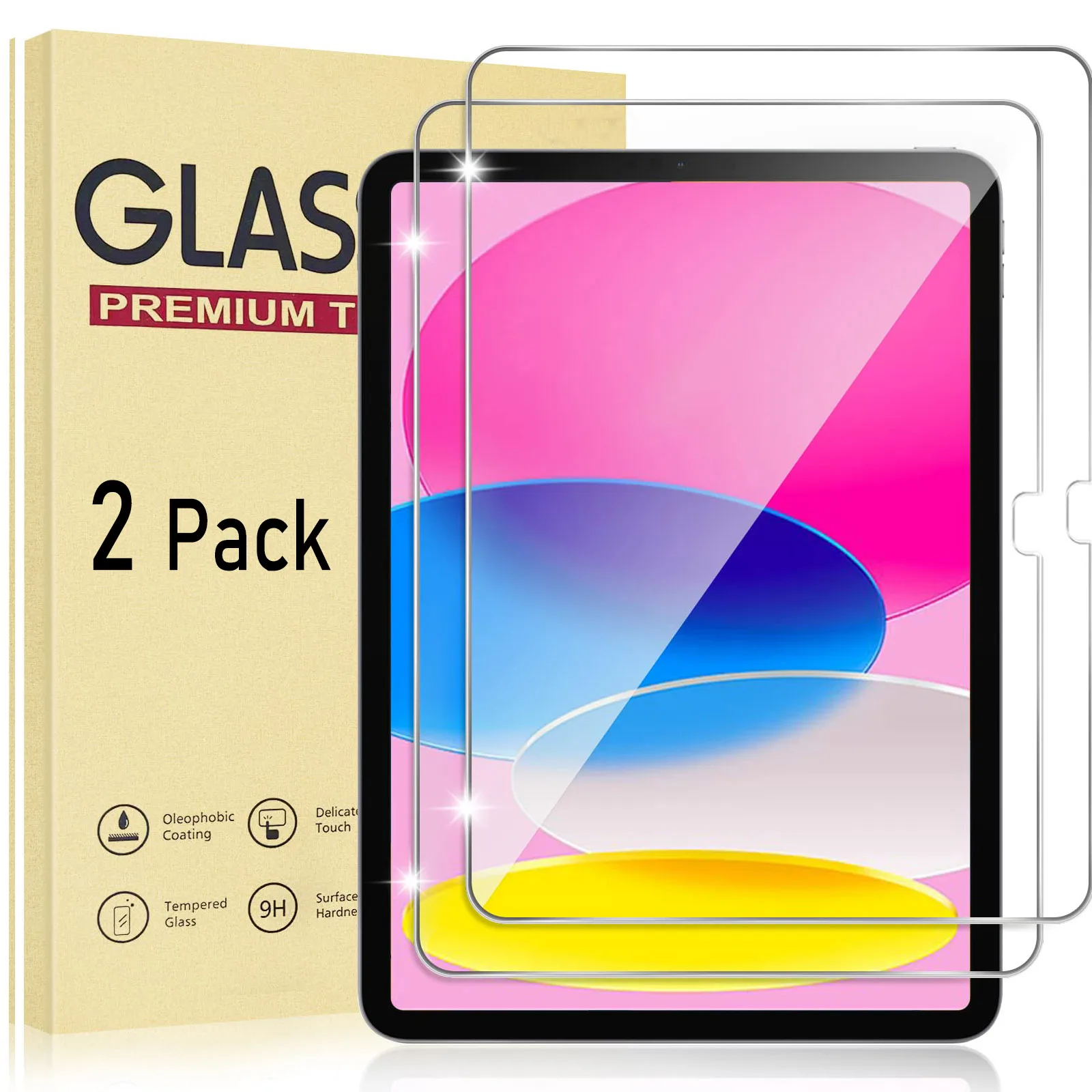 2pack]ipad 9ème / 8ème / 7ème génération, Ipad 10.2 pouces Protecteur  d'écran en verre trempé