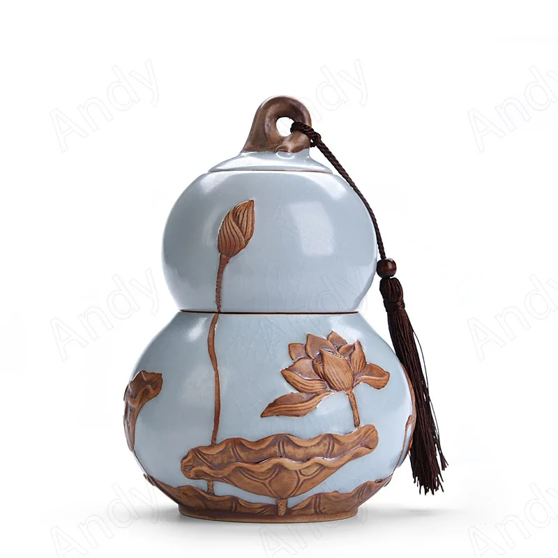 European Ceramic Tea Pot Ice Cracked Glaze Decor Seal Storage Jar with Lid Modern Living Room Desktop Candy Jars Home Decoration for ceramic storage jar