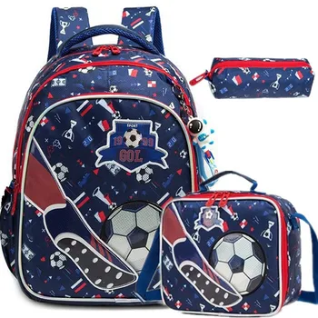 School Bookbag for Boy Football Pattern Backpack Kids Backpack Waterproof School Bag Mochila Infantil Lunchbox Child Pencil Case 1