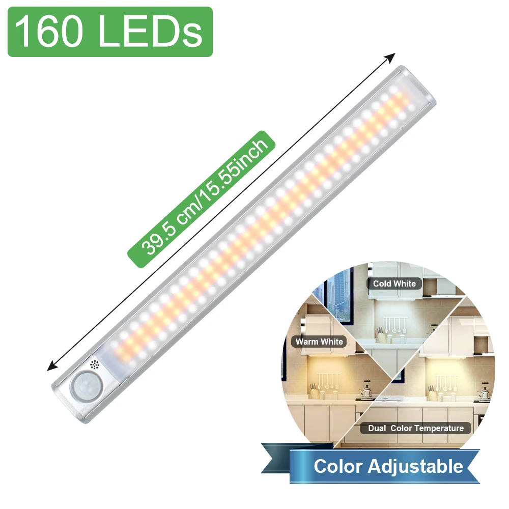 Luz LED bajo armario con sensor 40 cm recargable USB 160lm regulable  3000-6000K