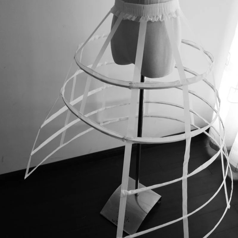 Wedding Accessory Victorian Cage Hollow Crinoline Petticoat Forking Pannier Bustle UnderSkirt