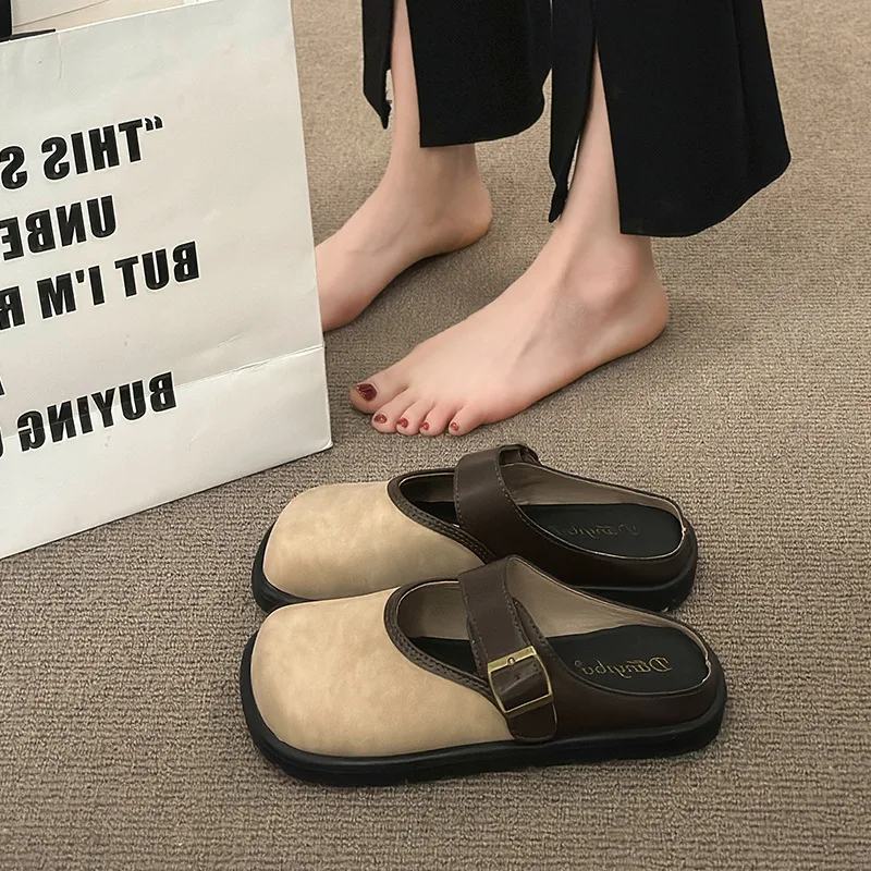 

Women's French Style Half-Slippers with Thick Sole and Birch Design for Summer 2024