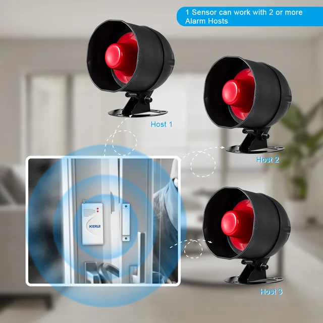 KERUI Wireless Security Alarm System  Home Garage 433MHz Garage Burglar Alarm Secure PIR Motion Detector Door Sensor 3