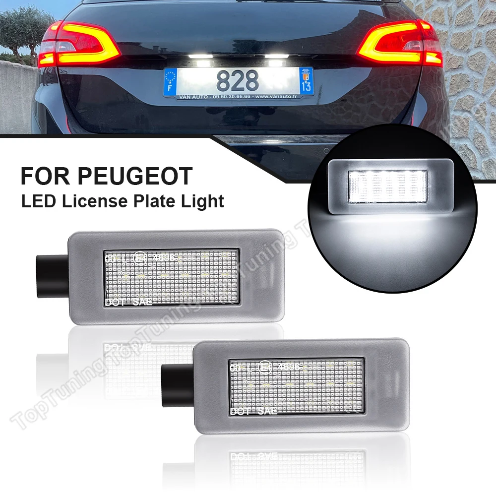 2pcs LED License Number Plate Light Lamp For Citroen C3 MK3 C4