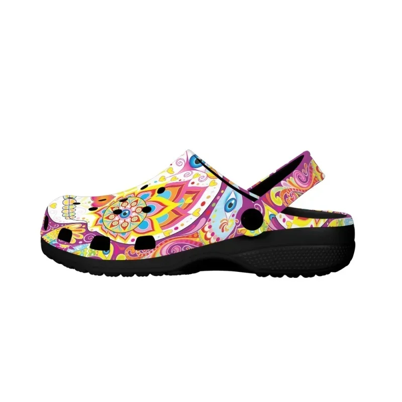 Suger Skull Print Women Hole Shoes Summer Beach Adult Sandals Lightweight Soft Platform Flip Flops Slide Slippers