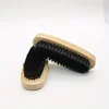 1pc Oval Black Pig Hair Brush, Polishing Brush, Professional Leather Shoe Cleaning and Care Brush 1