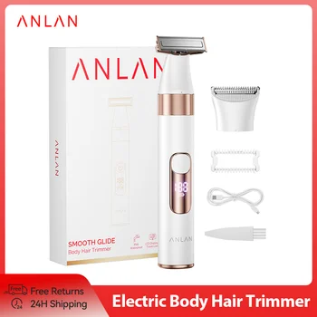 ANLAN Tagliacapelli elettrico per il corpo per donna Lama di sicurezza a doppia testa Rasoio asciutto e bagnato per ascelle Gambe Braccia Dita Labbra Bikini 1