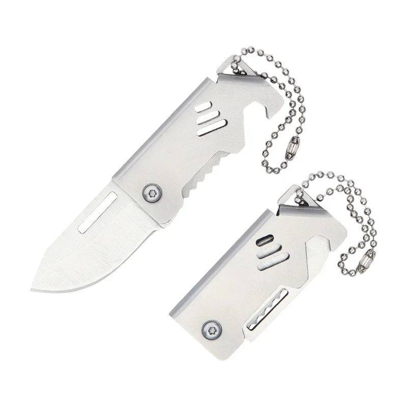 1PC Mini Folding Knife Steel Portable Camping Survival Knife Pocket Folding Knife Self-defense Keyknife Keychain Pendant 3