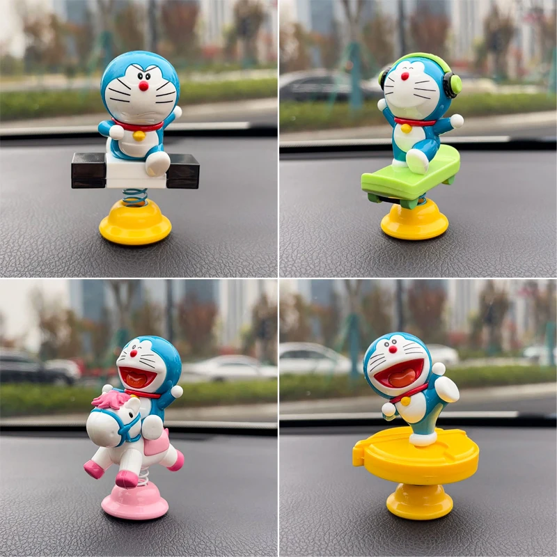 ドラえもん車の装飾アニメボブルヘッド装飾ぐらつき首をうなずく人形