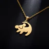 Classic Animated Movie Series Necklace Fashion Simple Gold Color Lion Shape Stainless Steel Dangle Necklace Women Jewelry Gifts 4