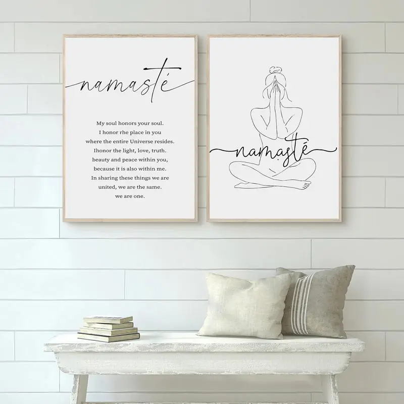 Современный стиль без рамы, холст с принтом Namaste Naked Line, настенное искусство, йога, дзен