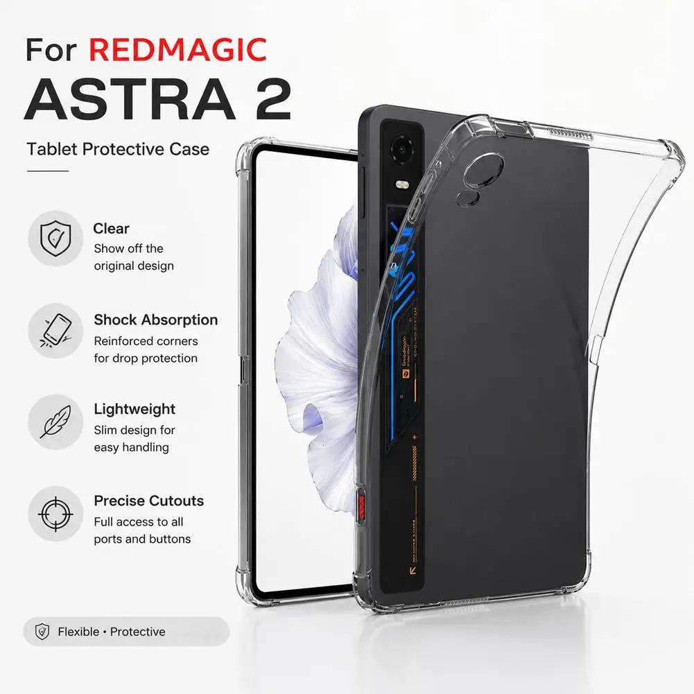 Clear TPU Shock-Absorbing Tablet Case with Reinforced Corners - Transparent Protective Cover