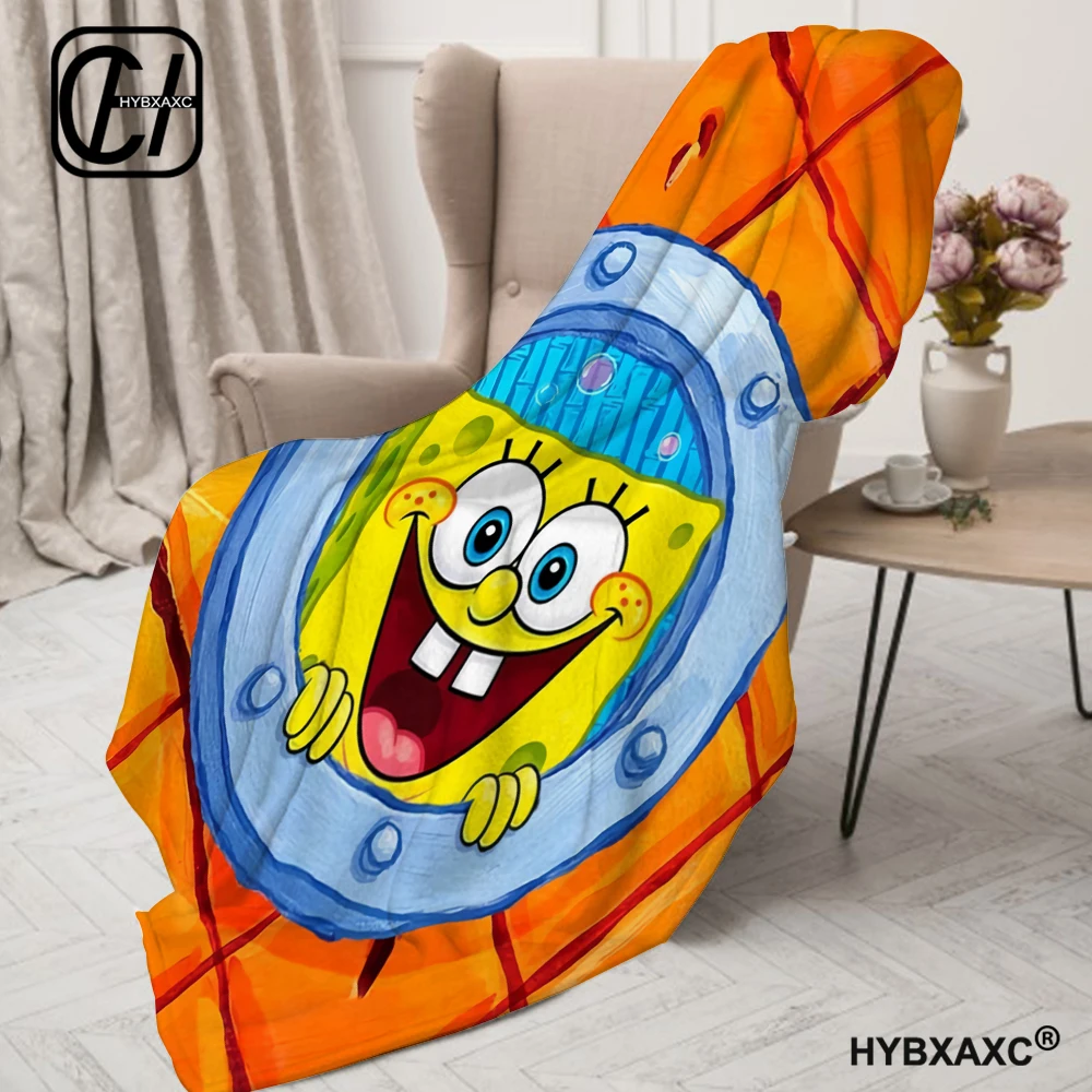 Go-SpongeBob Cartoon Printed Blanket Soft and Comfortable Flannel Throw Blanket Home Bed Sofa Children's Cute Birthday Gift 3