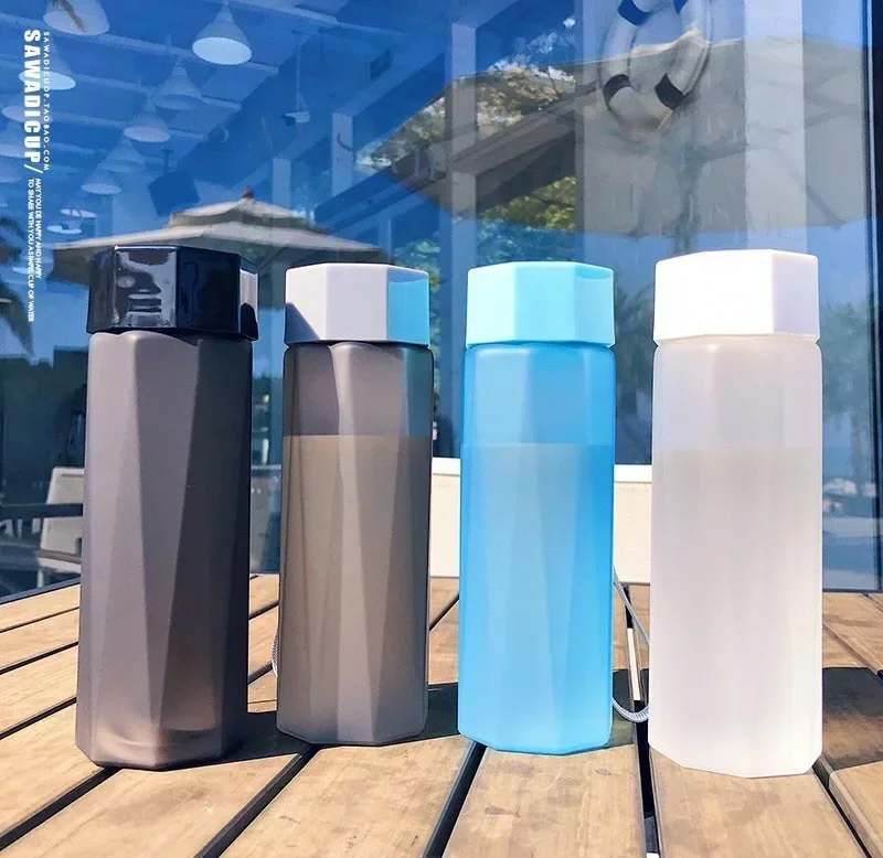 Matte Outdoors Sport Water Bottle with Rope Leak Proof Portable Water Bottles Travel Hiking Camping Bottle Fruit Juice Water Cup