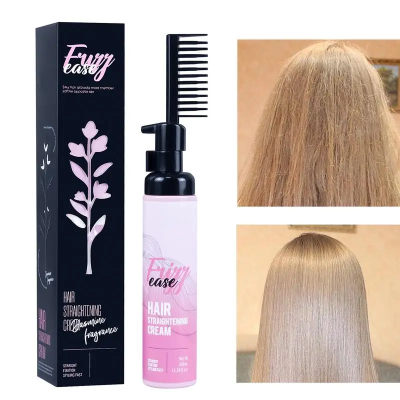 Hair Straightener Cream 100 ML Straightening Cream Safe Hair Styling with Comb Gentle Straight Styling
