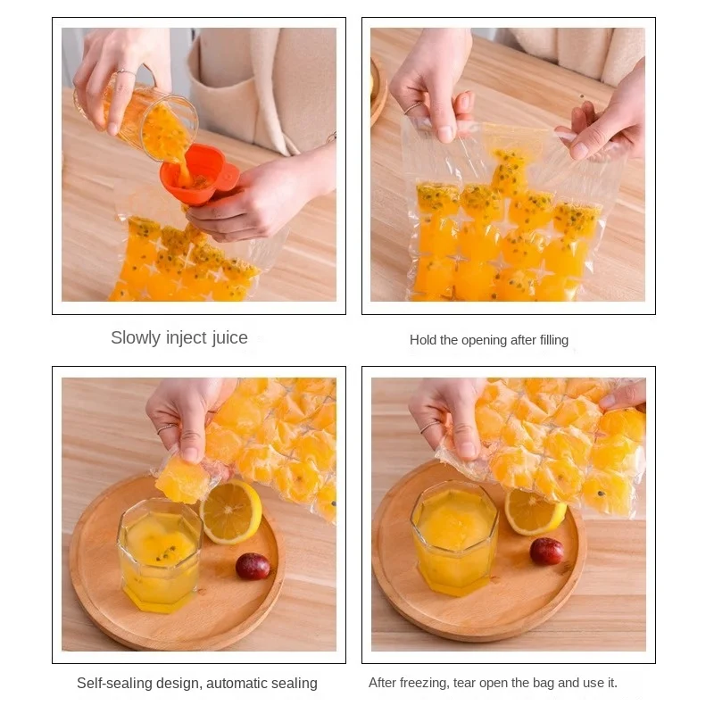Ice Cube Bags Make Ice Cubes Easy Way One-time Use Ice Cube Bags Self-sealing Convenient