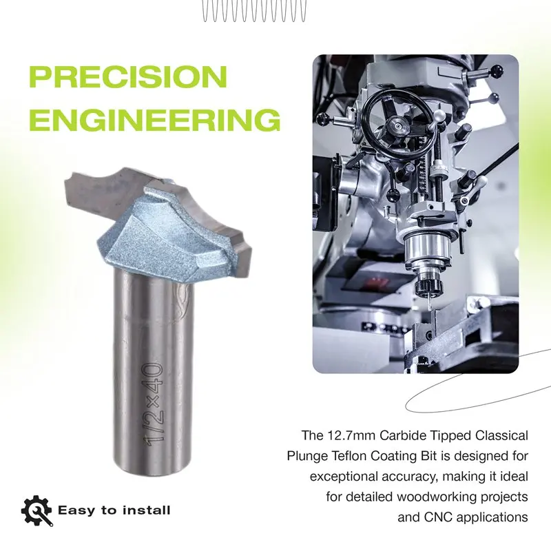 12.7mm 카바이드 팁 클래식 플런지 코팅 비트 조각 목공 CNC 도구 밀링 커터 1/2x40-A09I