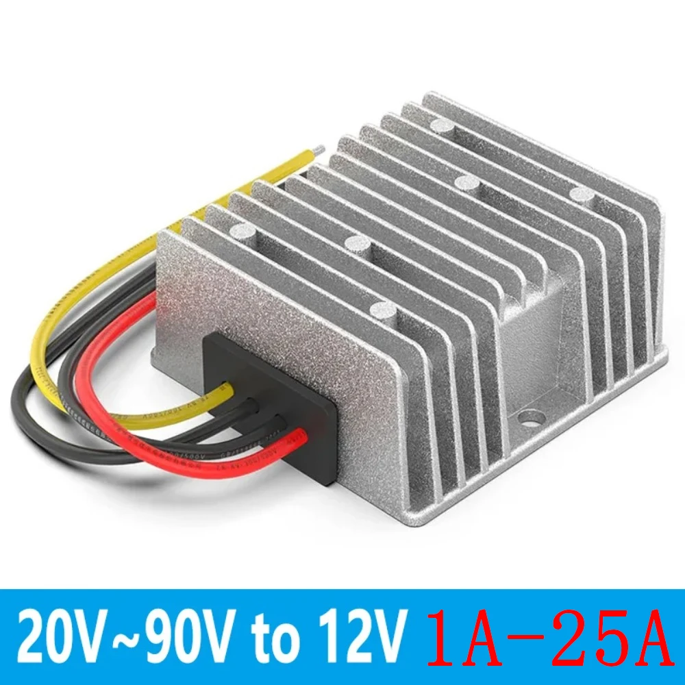 Regulador de Tensão Automotivo Conversor dc para dc 20v-90v a 12v8a10a15a 24v 36v 48v 60v 72v a 12v 1a25a 17v-90v