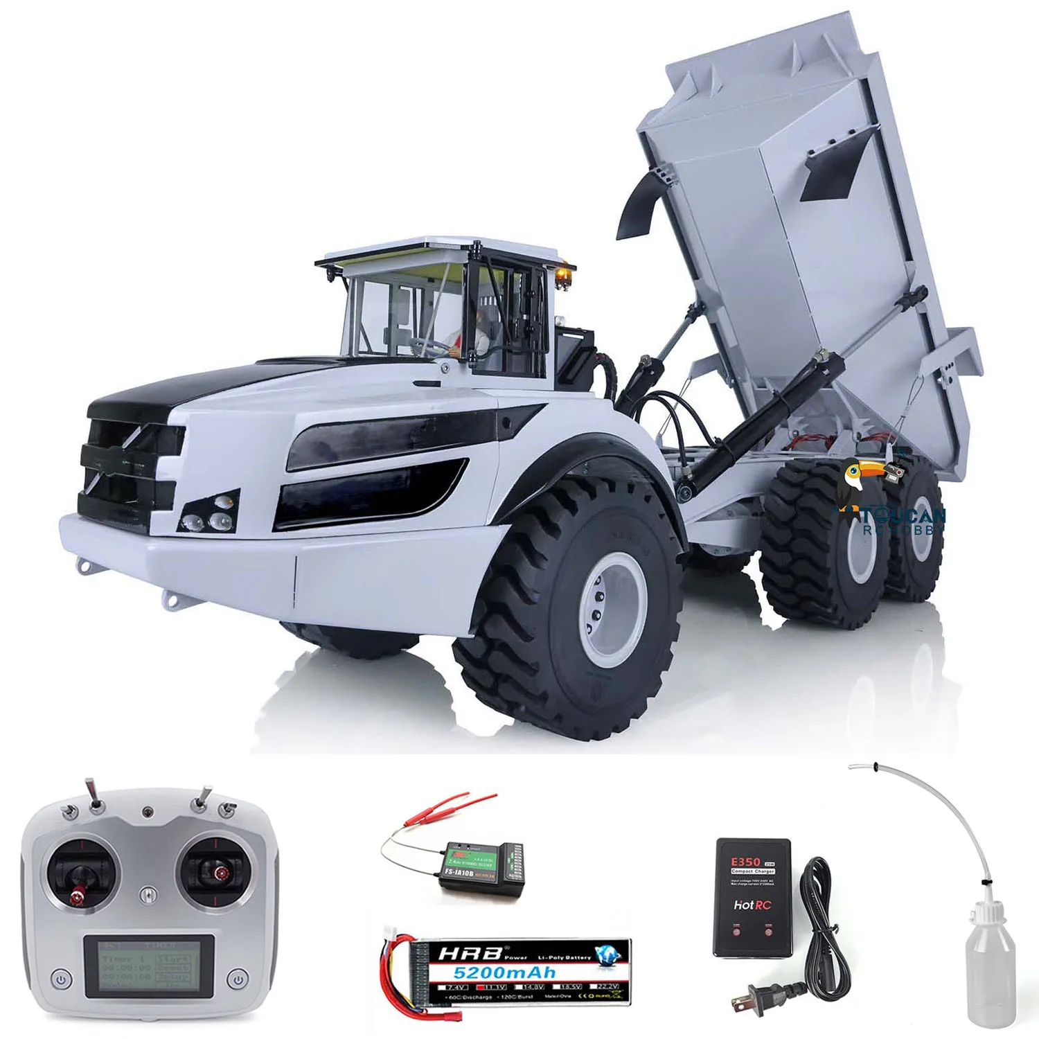 Xdrc 1/14 6*6 Rc Metallo Idraulico Articolato Camion Dumper Modello W/ 3S 5200Mah Caricabatteria Motore Esc Luce Suono Giocattolo Thzh1289