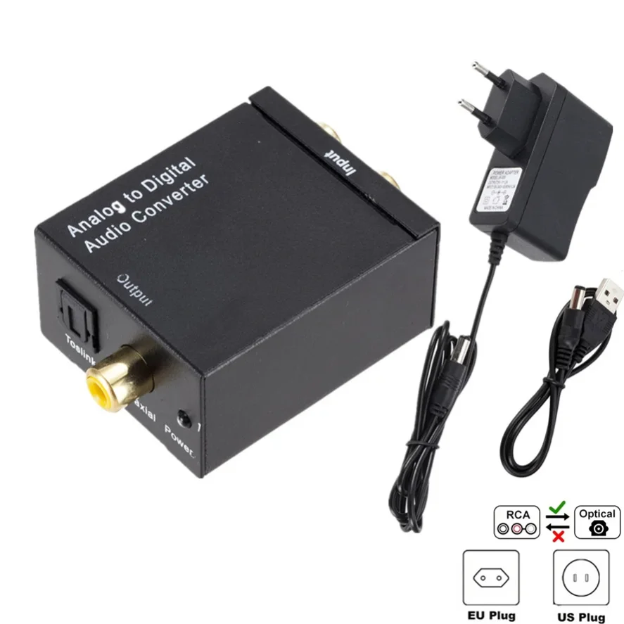 Premium Analog to Digital Audio Converter - Optical Coax RCA Toslink Adapter