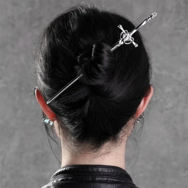 1pc Punk Metal Sword Hair Stick Hair Clip Hair Accessory Chinese Minimalist Diy Hairstyle Design Tool Women's
