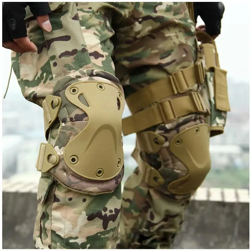 Tactical Combat Knee & Elbow Protective Pads Set for Outdoor CS Paintball Game Cycling Safety Skateboarding Gear Skates Knee Protection Guard Pads