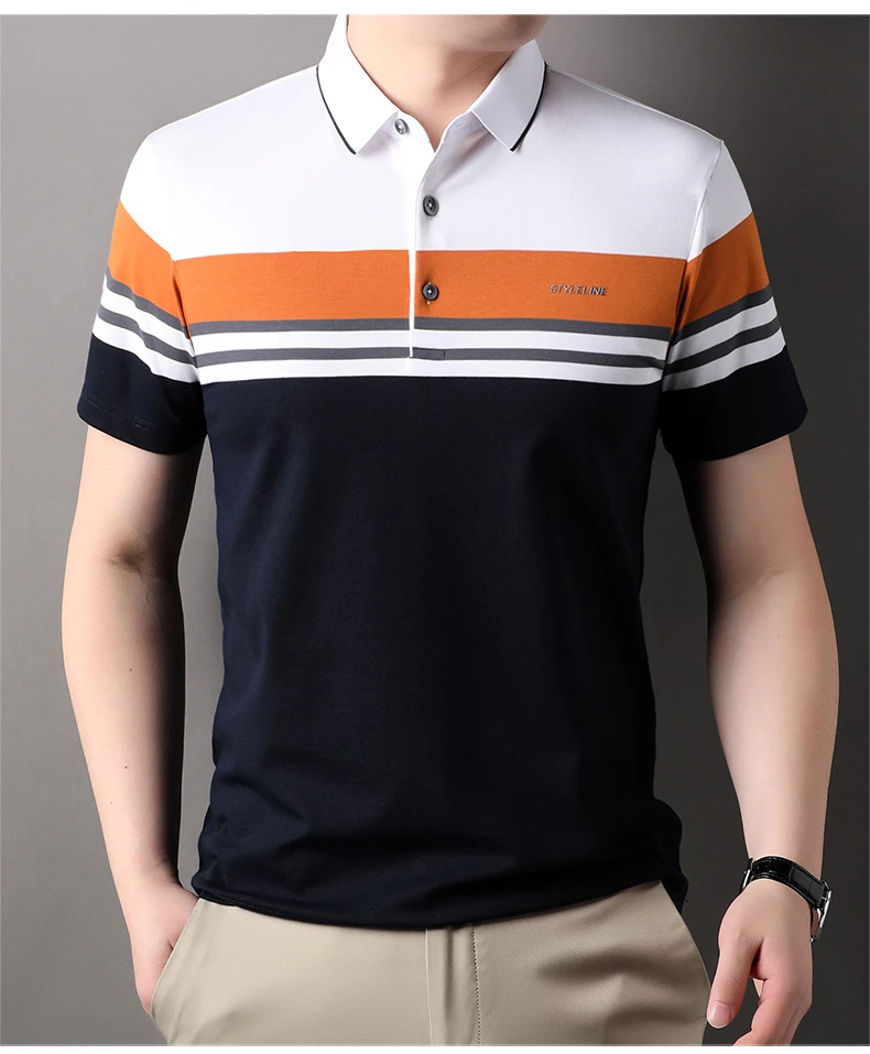 High end fashion brand polo shirt striped short sleeved men's 2024 summer letter print comfortable and breathable casual T-shirt 22 S41276f74d02f4f16ab1f5430fff8eb8bf