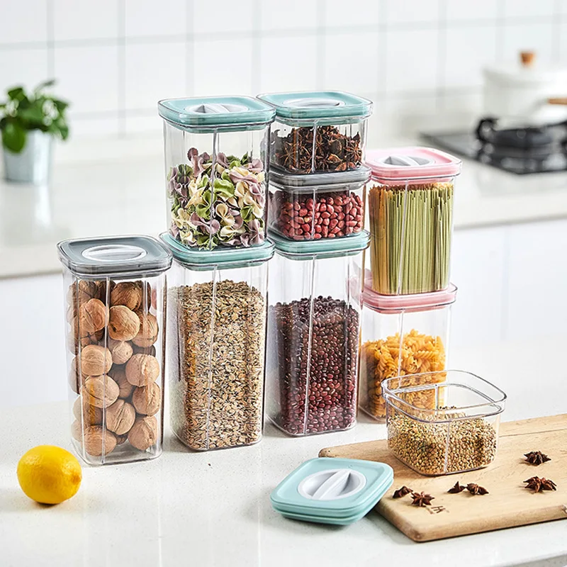 

Plastic Storage Container For Kitchen Convenience Food Storage Box Organizer Jars With Lid Jars for Bulk Cereals Spices Boxes