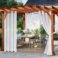Simple Waterproof White Patio Drapes Multipurpose Patio Curtain Polyester Solid Pergola Curtain for Outdoor 2