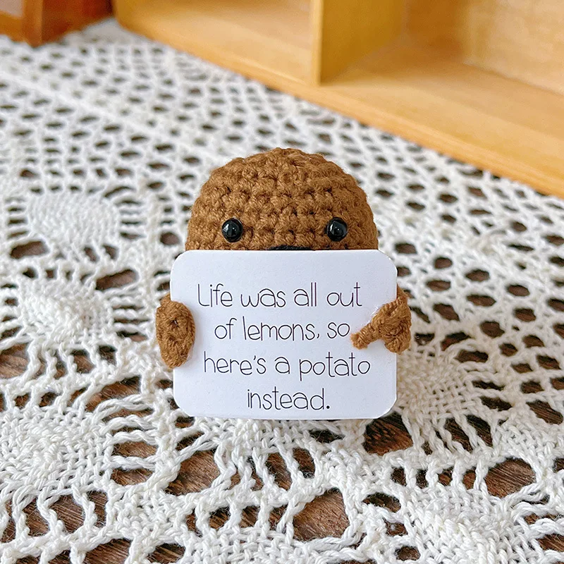 

Positive Potatoes Room Decor Ornament Knit Inspired Toy Tiny Yarn handmade Doll Funny Christams Gift Home Decoration Accessories