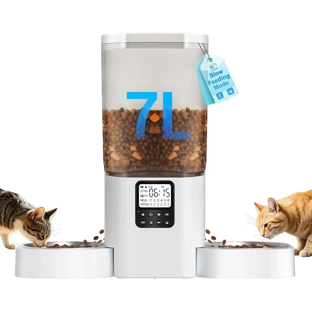 Timed Automatic Cat Feeder for 2 Cats with Slow Feed