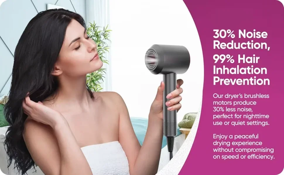 Description Picture 2 of itemLeafless constant temperature hair dryer for personal hair care and styling; home professional hair style accessories kit (5+1)