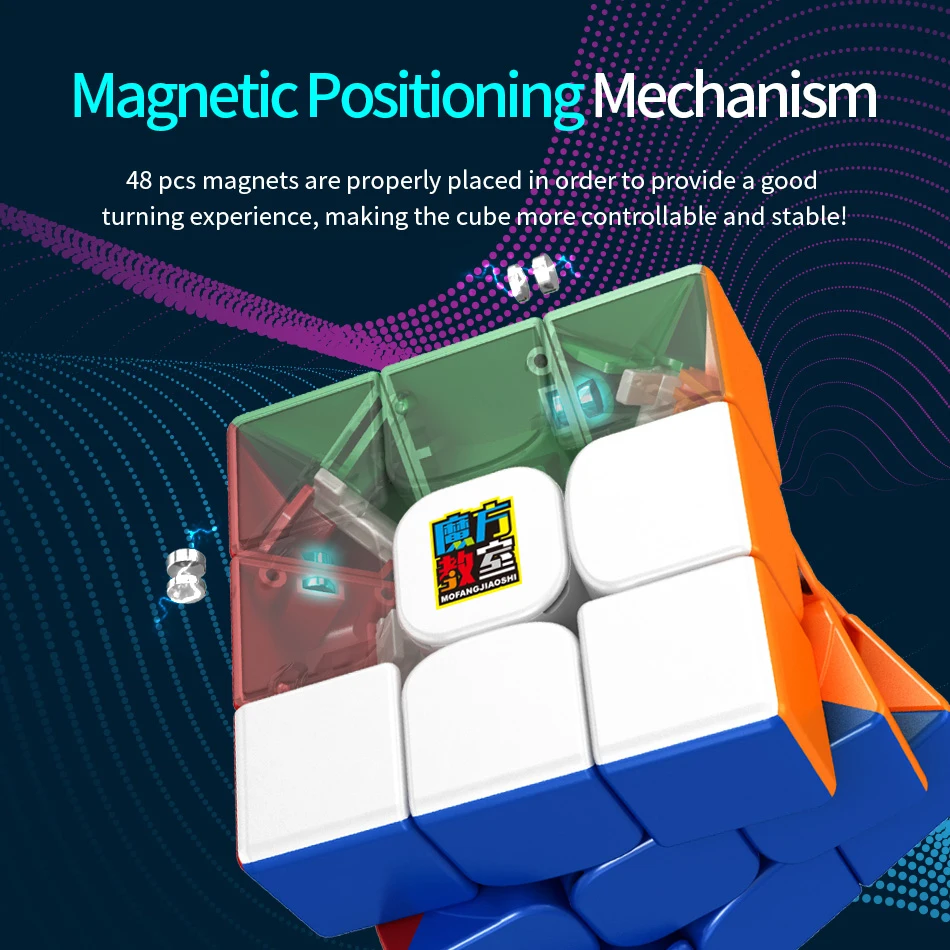 3x3 Speed Cube Moyu RS3M Magnetic Stickerless Magic Cube Educational Toy Magnet Cube Profession Puzzle Kids Educational Toys