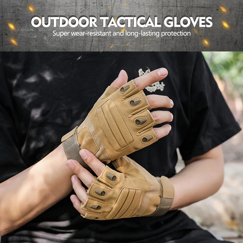 Half Finger Tactical Army Gloves Military Paintball Shooting Airsoft Pu