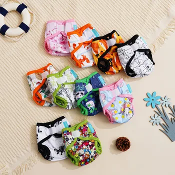 10 pezzi di pannolini lavabili riutilizzabili per bambini, colori casuali, in poliestere traspirante, comodi e regolabili per neonati