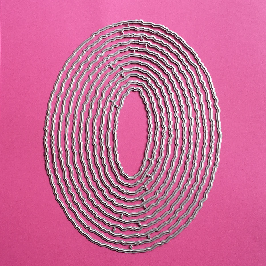 

Multiple wavy oval borders Scrapbooking Cutting Dies Yiwu stock clearance DIY Paper gift Card Making metal craft Album