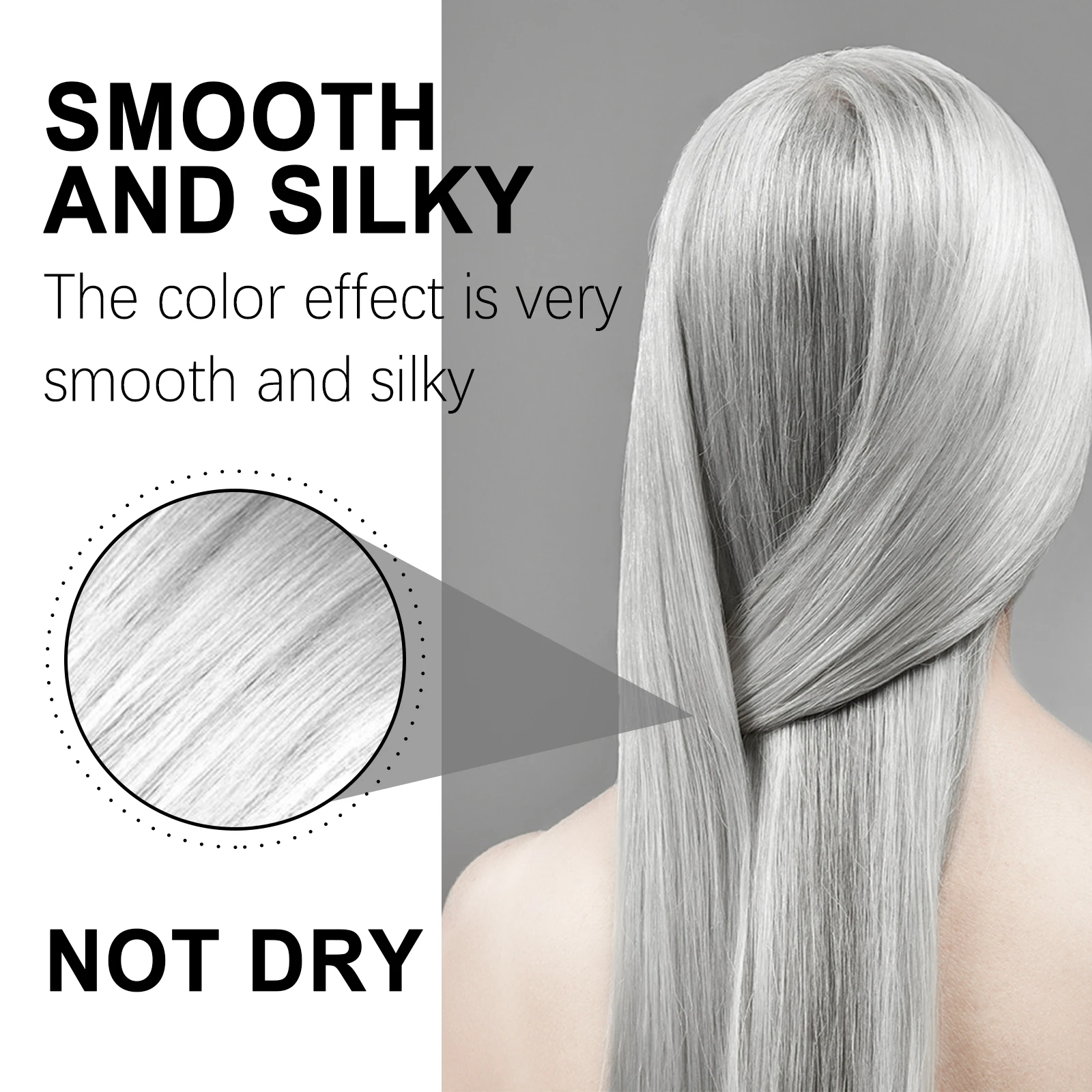 Silver Grey Hair Dye Cream - Smoky Punk DIY Color No Damage Long-lasting