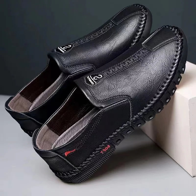 High Quality Leather Men Casual Shoes Handmade Light Mens Loafers Breathable Comfortable Walking Shoes Slip-on Driving Shoes 2