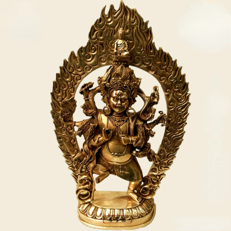 

13" Tibetan Brass Buddhist Faucet 4 Head 8 Arms dakini mahakala Buddha