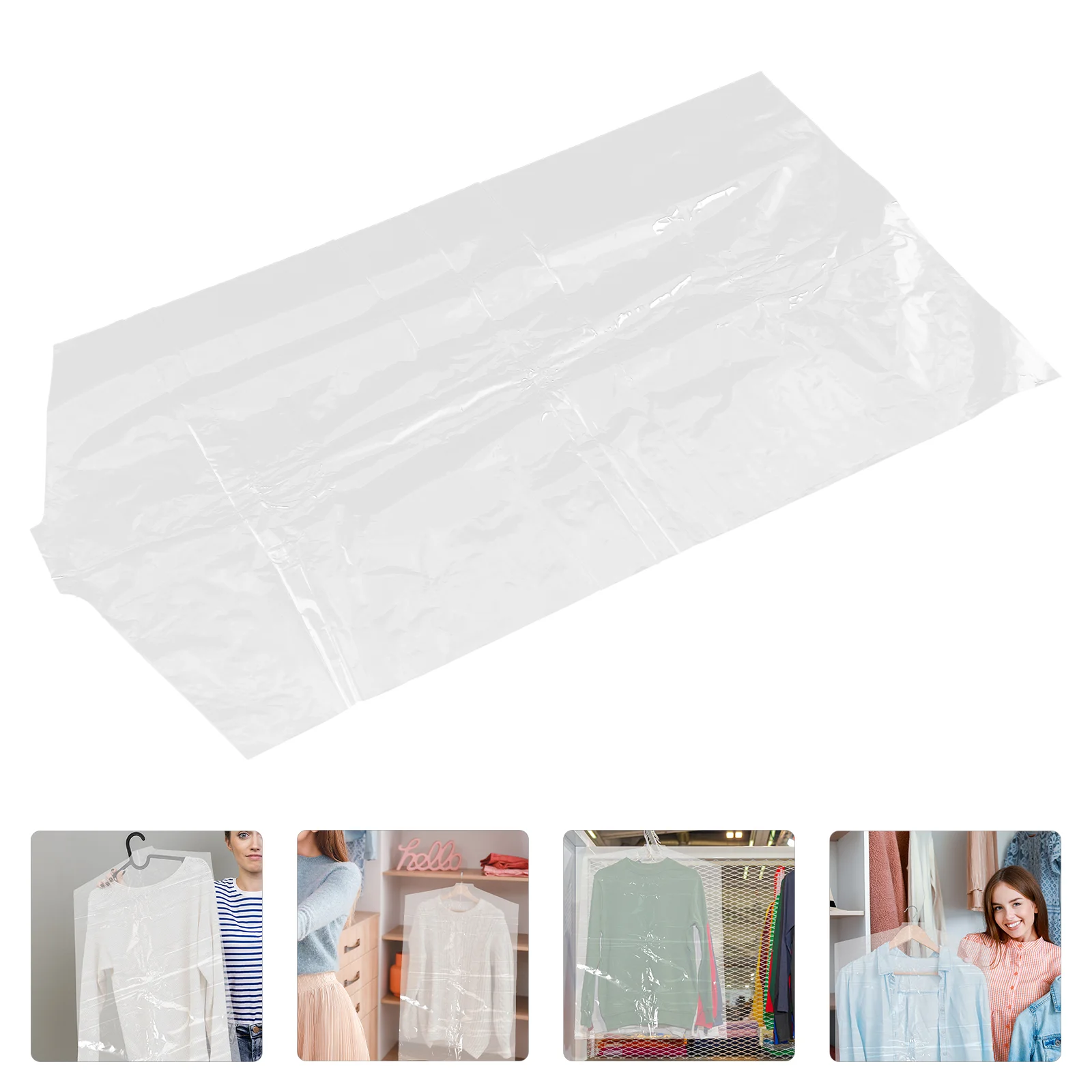 

60 Pcs Garment Dry Cleaning Bag Dustproof Overcoat Cover Hanging Clothes Covers Clothing Plastic Storage