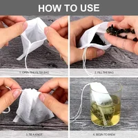 500/50pcs Disposable Tea Bags Non-woven Fabric Tea Filter Bag with Drawstring for Coffee Spice Teabags Filters Kitchen Teaware 6
