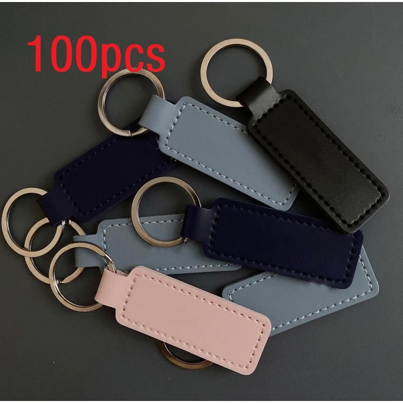 Wholesale Leather Keychains Pu Leather Keyring Pendant 100 Pcs Leather Keychain Key Chains