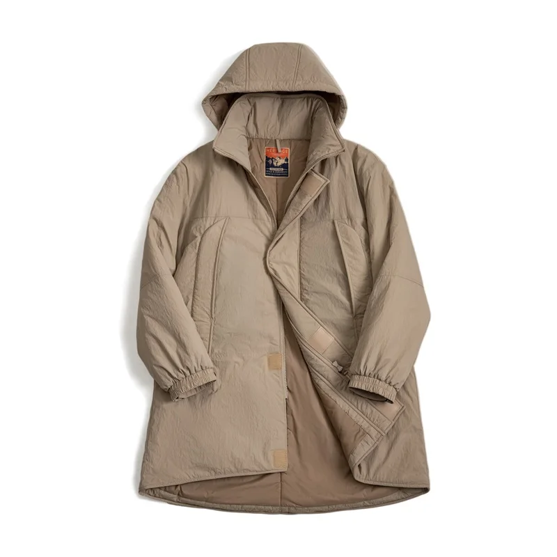 Cotton Jacket Maden Vintage Mid-length Padding Cotton Jackets Khaki Hooded Coat Pcu Level'7 Jacket for Men's Winter Warm Classic Parka Coat cotton jacket parka coat parkas coat