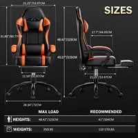 Gaming Chair with Footrest, PU Leather Video Game Chairs for Adults, Reclining Gamer Chair Office Desk Chair - Image 4