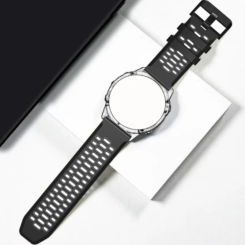 Breathable Silicone Wristband for Smart Watches - 24mm Strap Replacement